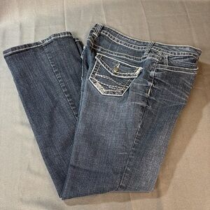 a.n.a. A new approach women’s boot cut jeans size 8S white & gray embroidery.